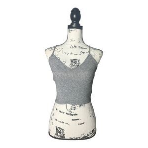 Brandy Melville Gray Ribbed Knit Cropped Tank Top One Size Soft Stretchy Cami